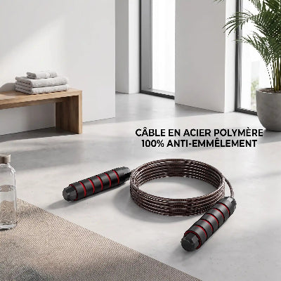 Corde à sauter réglable vitesse rapide acier polymere