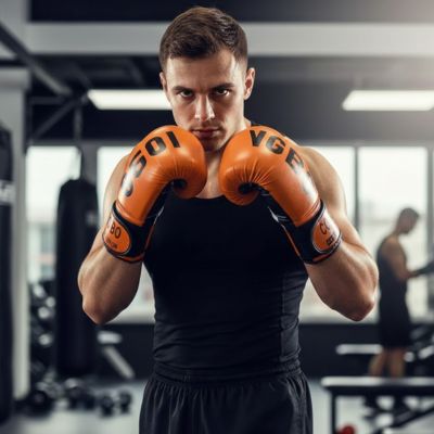Gant de boxe orange fitness salle sport forme