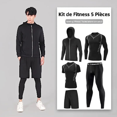 ensemble fitness cinq pieces sechage rapide gilet lesté