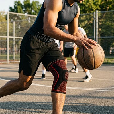 Genouillere pour le sport​ profil homme ballon basket