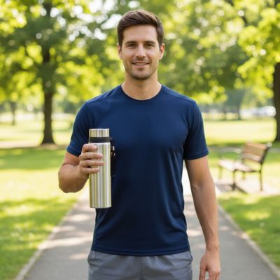 gourde isotherme en acier pour fitness droite face
