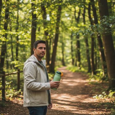 gourde isotherme enfants dans main droite fitness homme