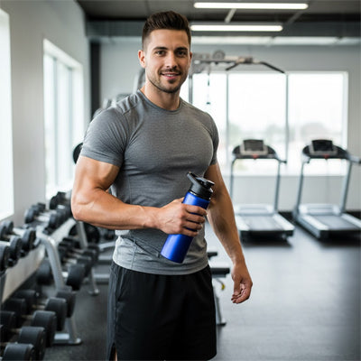 gourde isotherme ecoslim 600 bleu fitness salle sport