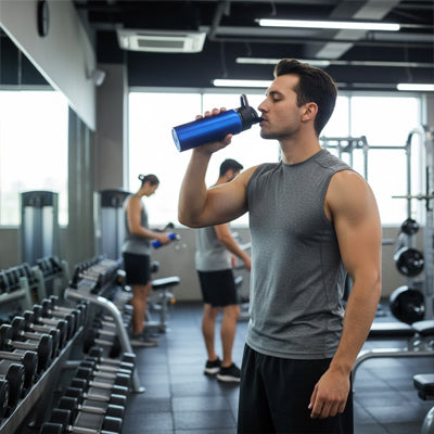 gourde isotherme modèle ecoslim 600 bleu marine fitness