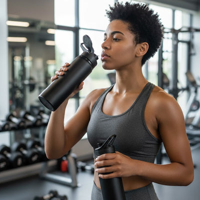 gourde isotherme modèle ecoslim 600 noir fitness profil
