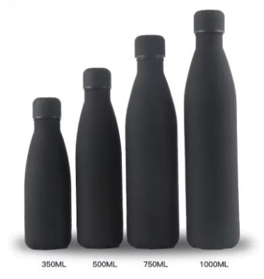 gourde isotherme thermo inox quatre pièces noires plastic