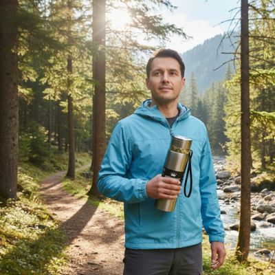 gourde isotherme thermo durable grise fitness homme  droite