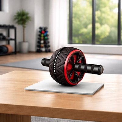 Roue abdominale surface noire bord rouge