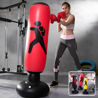 sac de frappe fitness autoportant rouge gants boxe